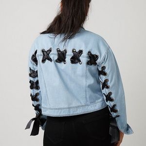 Lane Bryant Fast Lane Laced Jean Jacket Size 18